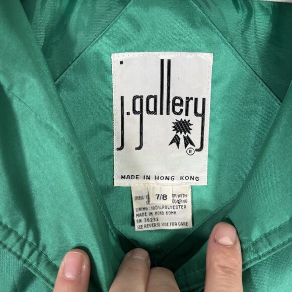 80s Vintage J Gallery Trench Coat 7 8 Emerald Shiny Oversized Pleated Swing Loud - Picture 6 of 12